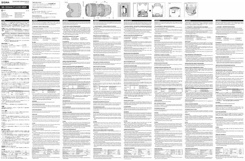 Image de la première page du manuel de l'appareil 50-100mm F1.8 DC HSM