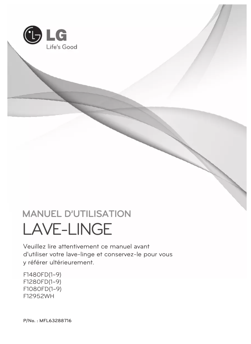 Page 1 de la notice Manuel utilisateur LG F12952WH