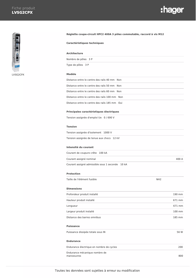 Image de la première page du manuel de l'appareil LVSG2CPX