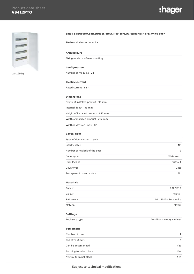 Image de la première page du manuel de l'appareil VS412PTQ
