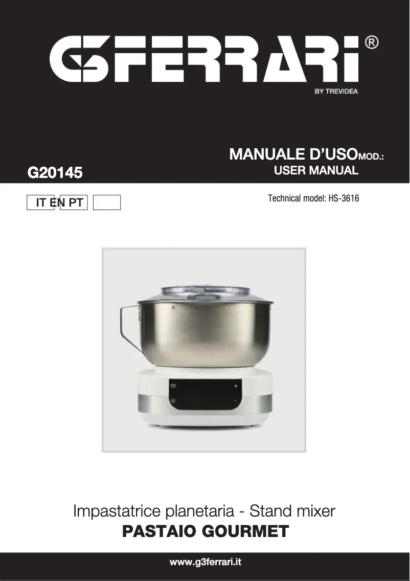 Page n°1 - Manuel utilisateur G3 Ferrari Pastaio Gourmet G20145