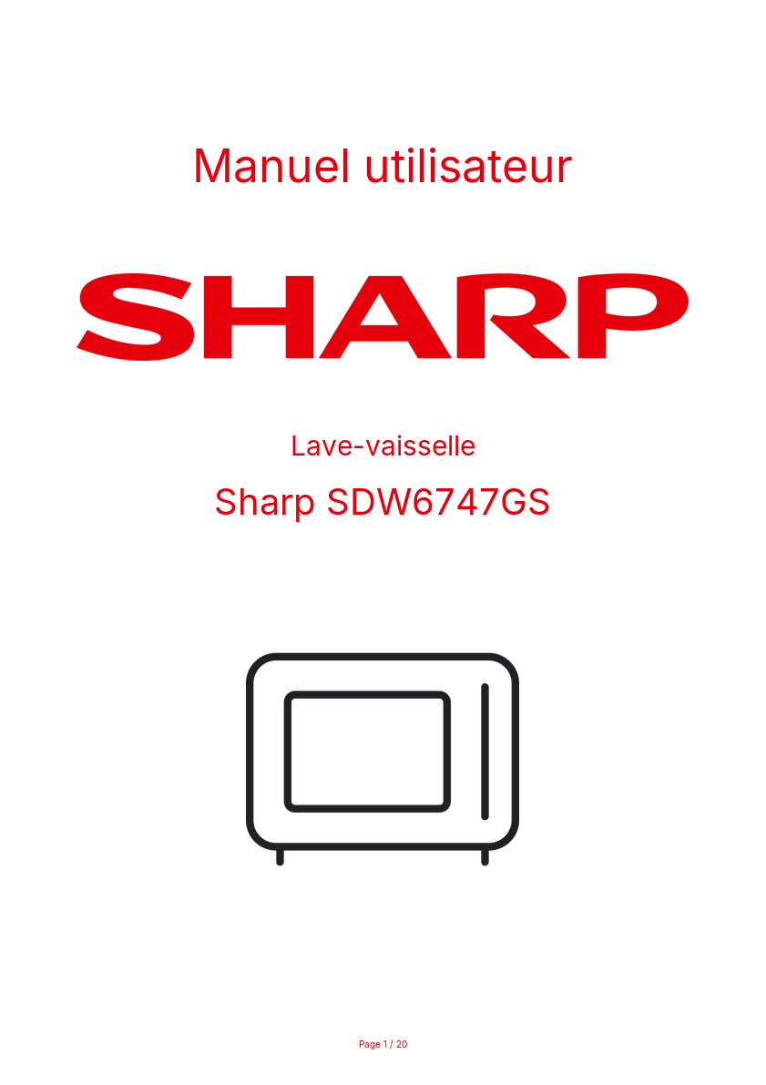 Page n°1 - Manuel utilisateur Sharp SDW6747GS
