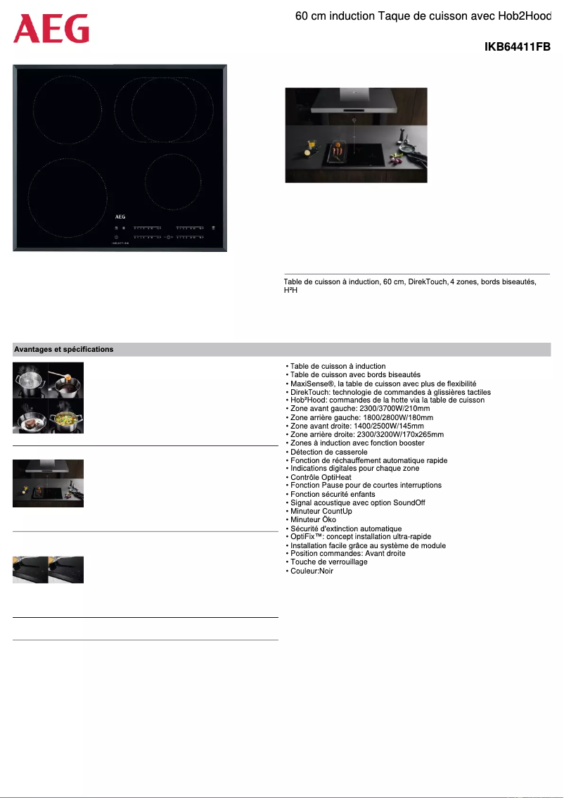 Page n°1 - Fiche technique AEG IKB64411FB