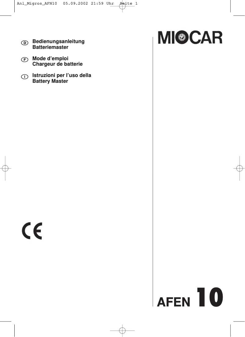 Image de la première page du manuel de l'appareil AFEN 10