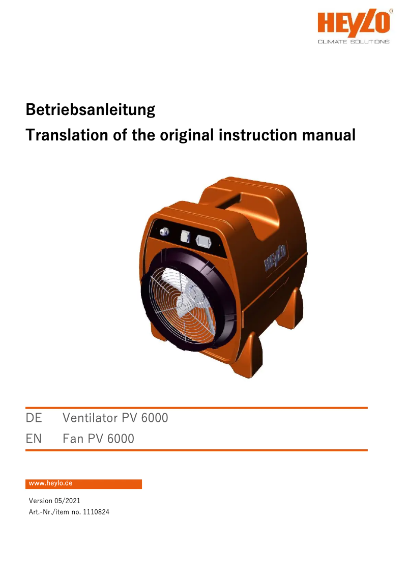 Page 1 de la notice Manuel utilisateur Heylo PowerVent 6000