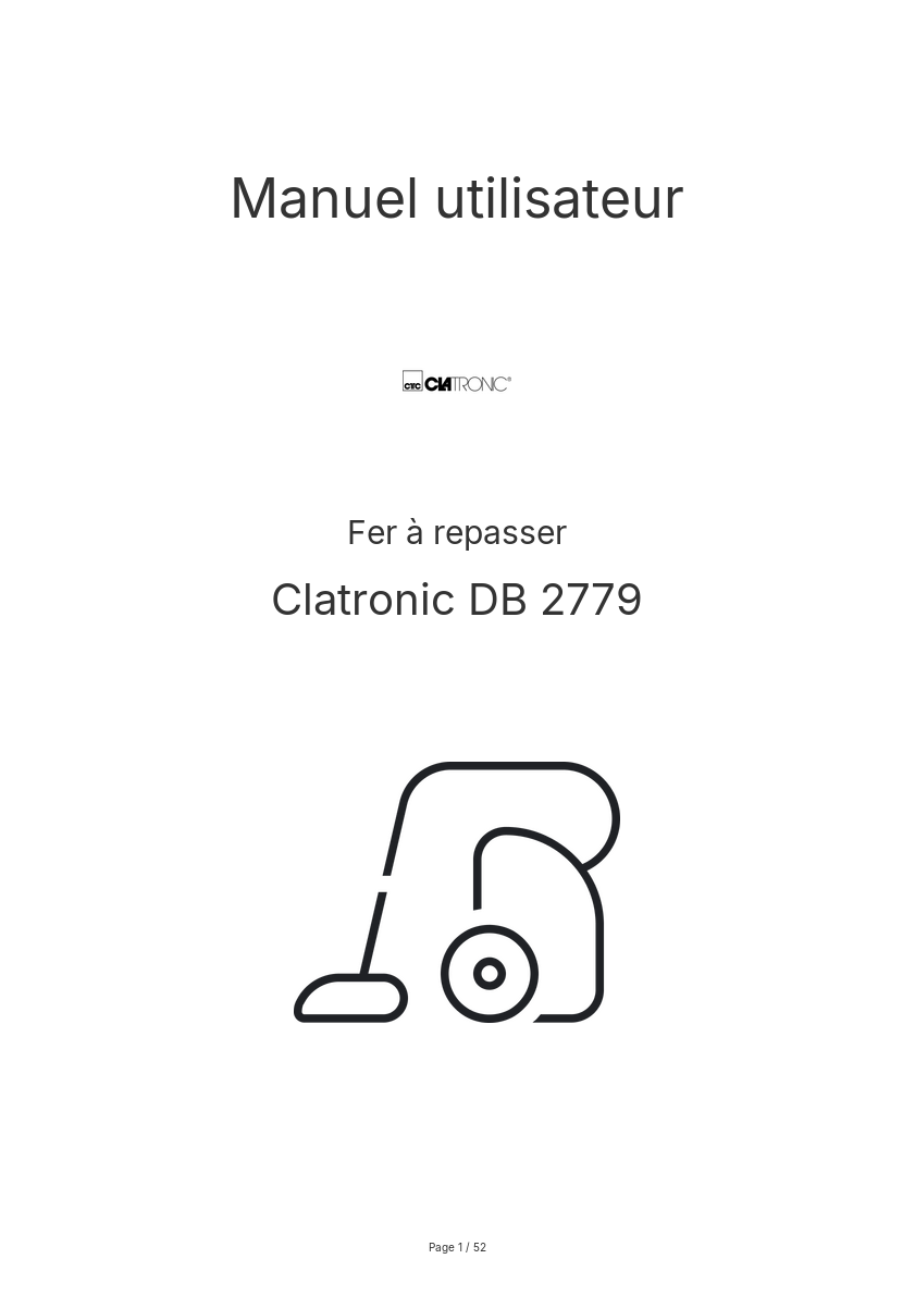 Page n°1 - Manuel utilisateur Clatronic DB 2779
