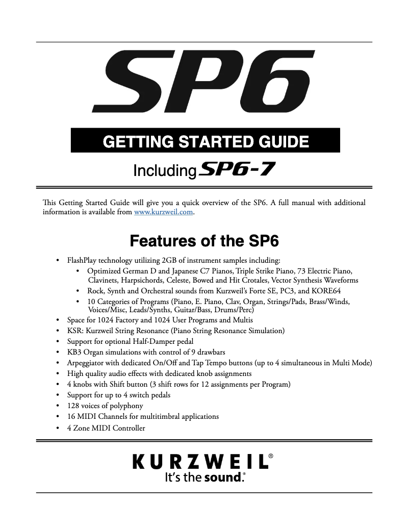 Página 1 del manual Manual de usuario Kurzweil SP6-7