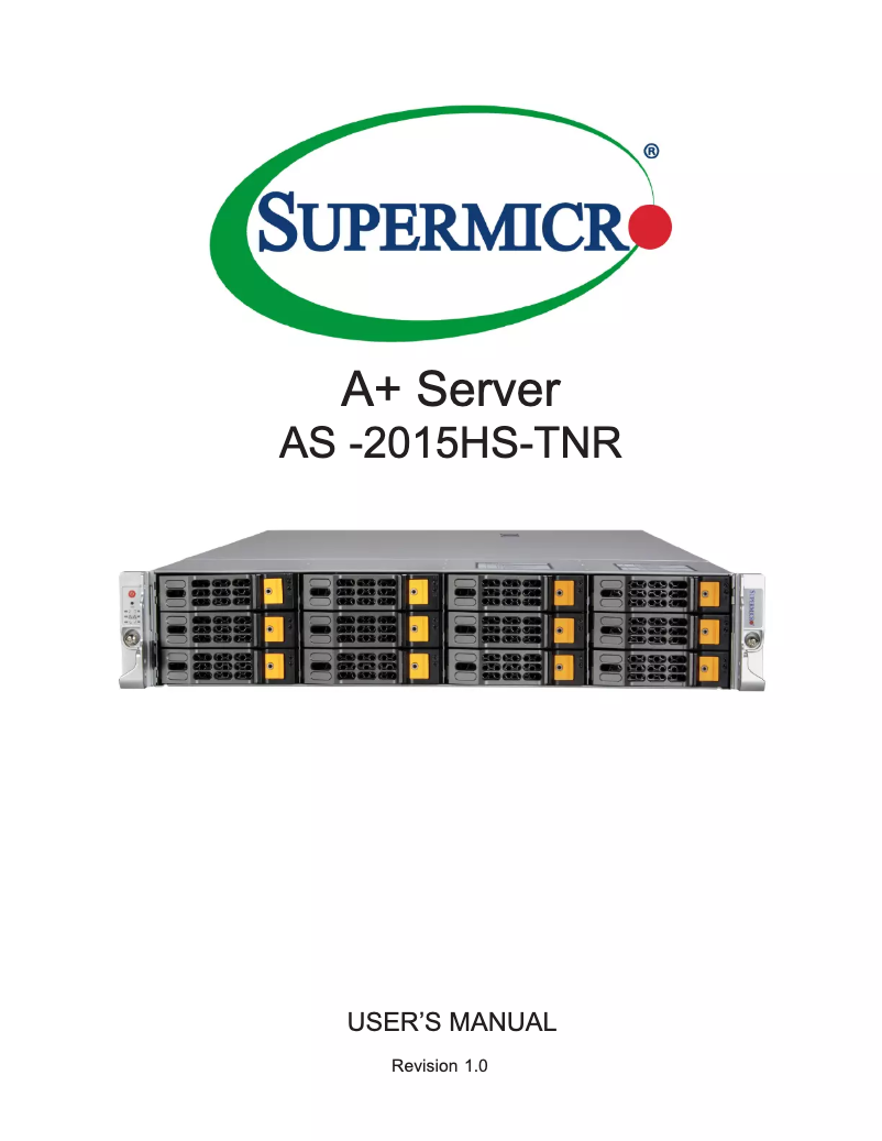 Page 1 de la notice Manuel utilisateur Supermicro SuperServer AS-2015HS-TNR