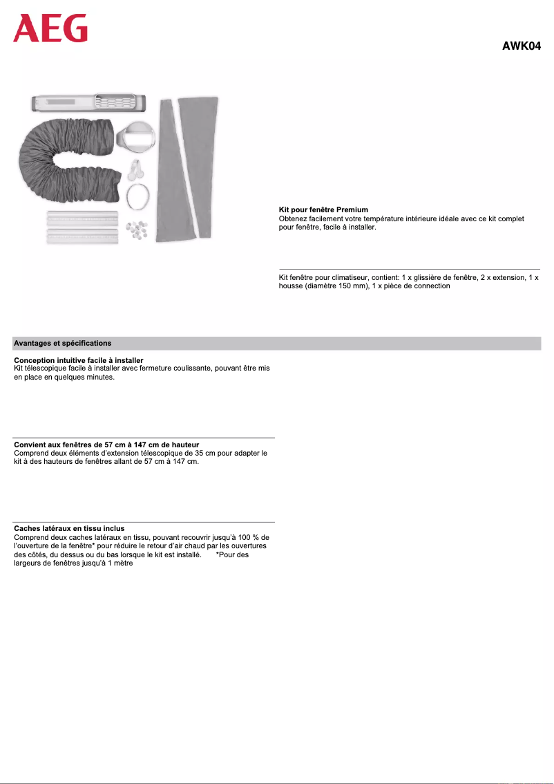 Page n°1 - Fiche technique AEG AWK04