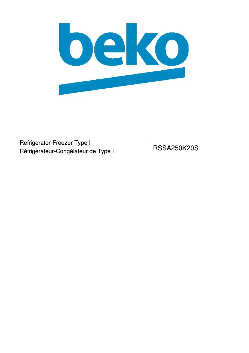 Page n°1 - Manuel utilisateur Beko RSSA250K20S