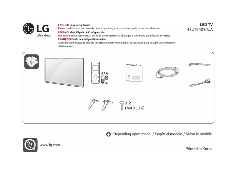 Page 1 de la notice Manuel utilisateur LG 43UT640S0UA