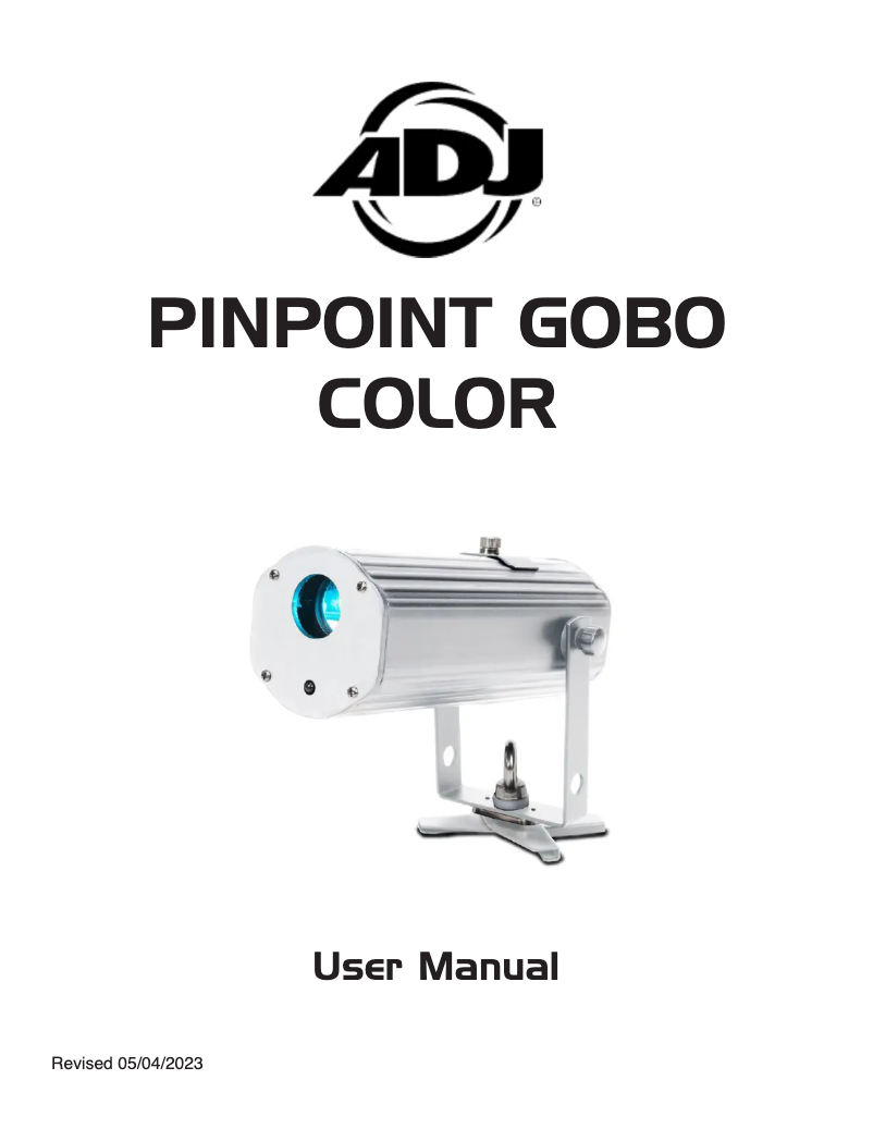 Image de la première page du manuel de l'appareil PinPoint Gobo Color