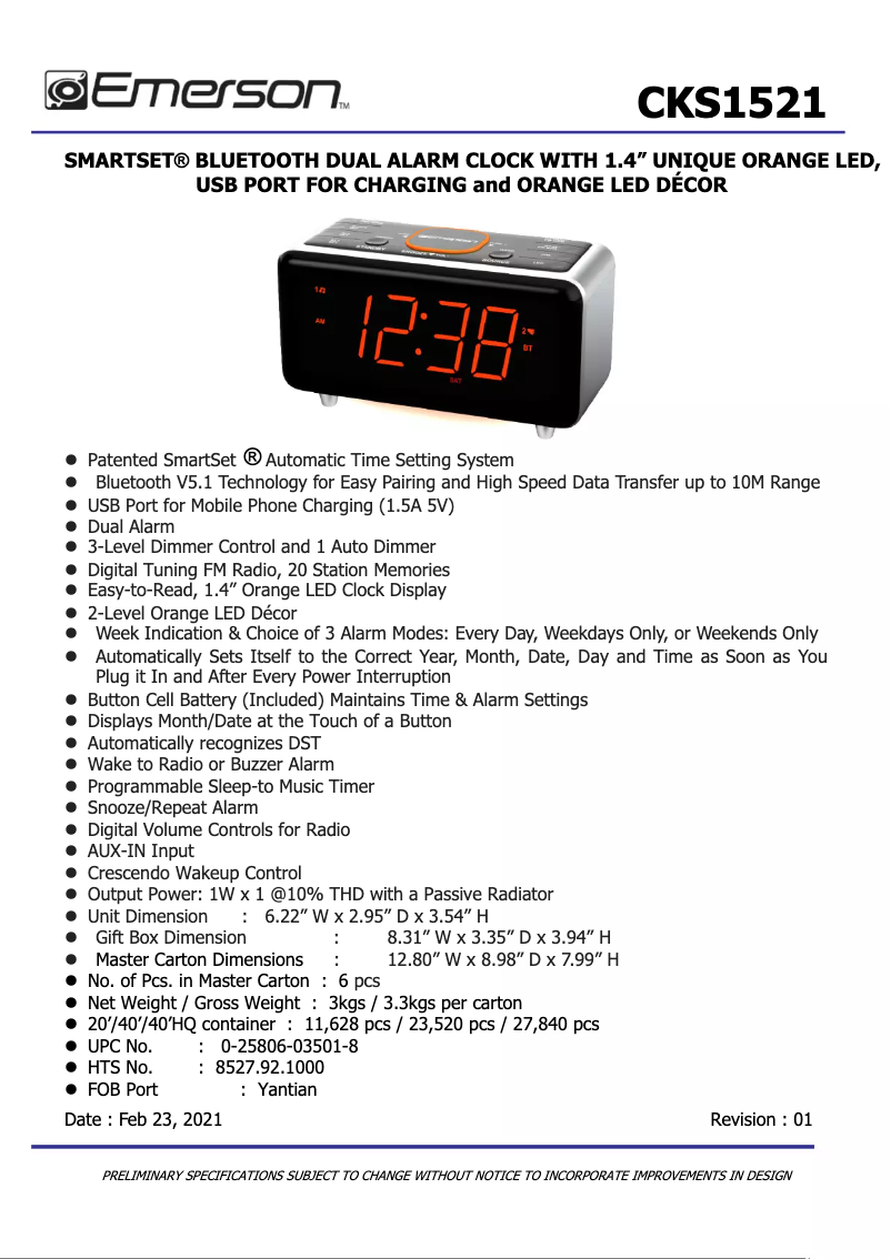 Page 1 de la notice Manuel utilisateur Emerson CKS1521