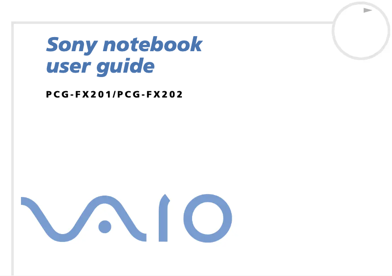 Page n°1 - Manuel utilisateur Sony Vaio PCG-FX202