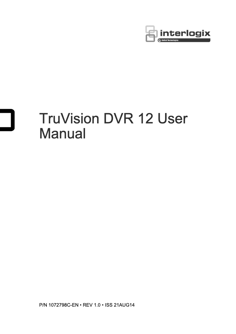 Page n°1 - Manuel utilisateur Interlogix TruVision TVR-1204C