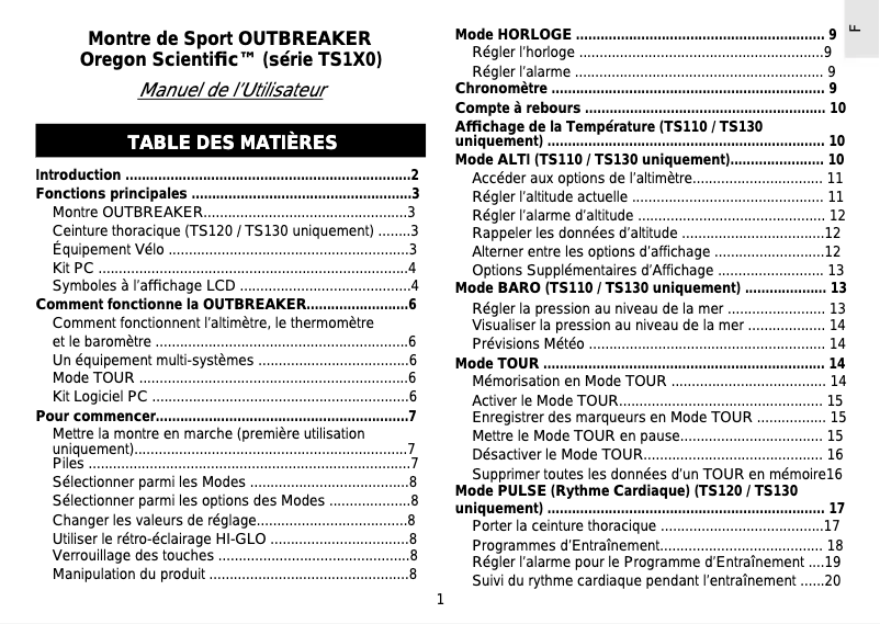 Image de la première page du manuel de l'appareil TS1X0