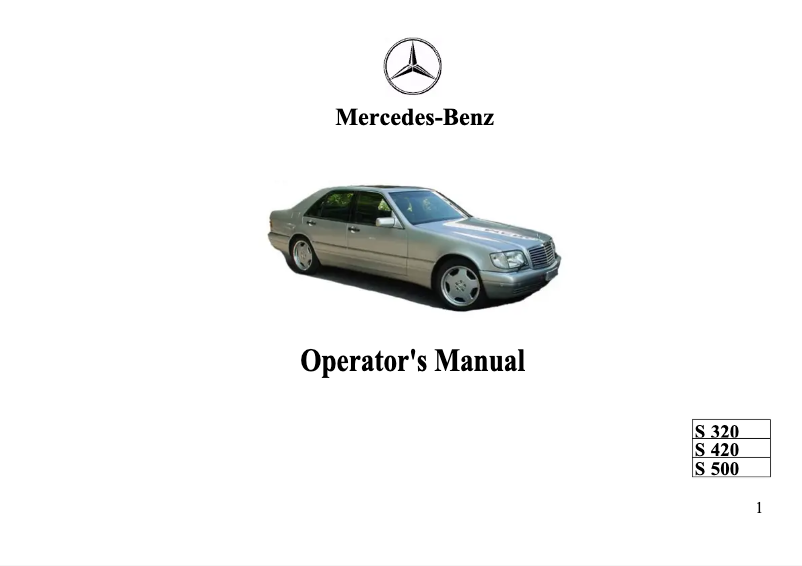 Page 1 de la notice Manuel utilisateur Mercedes-Benz S320 (1996)