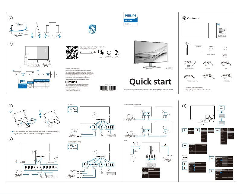 Page n°1 - Guide de démarrage rapide Philips 27E2F7901