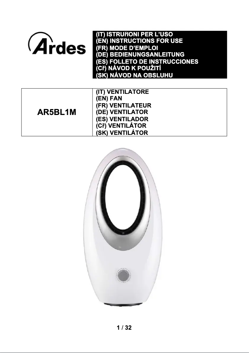 Image de la première page du manuel de l'appareil AR5BL1M