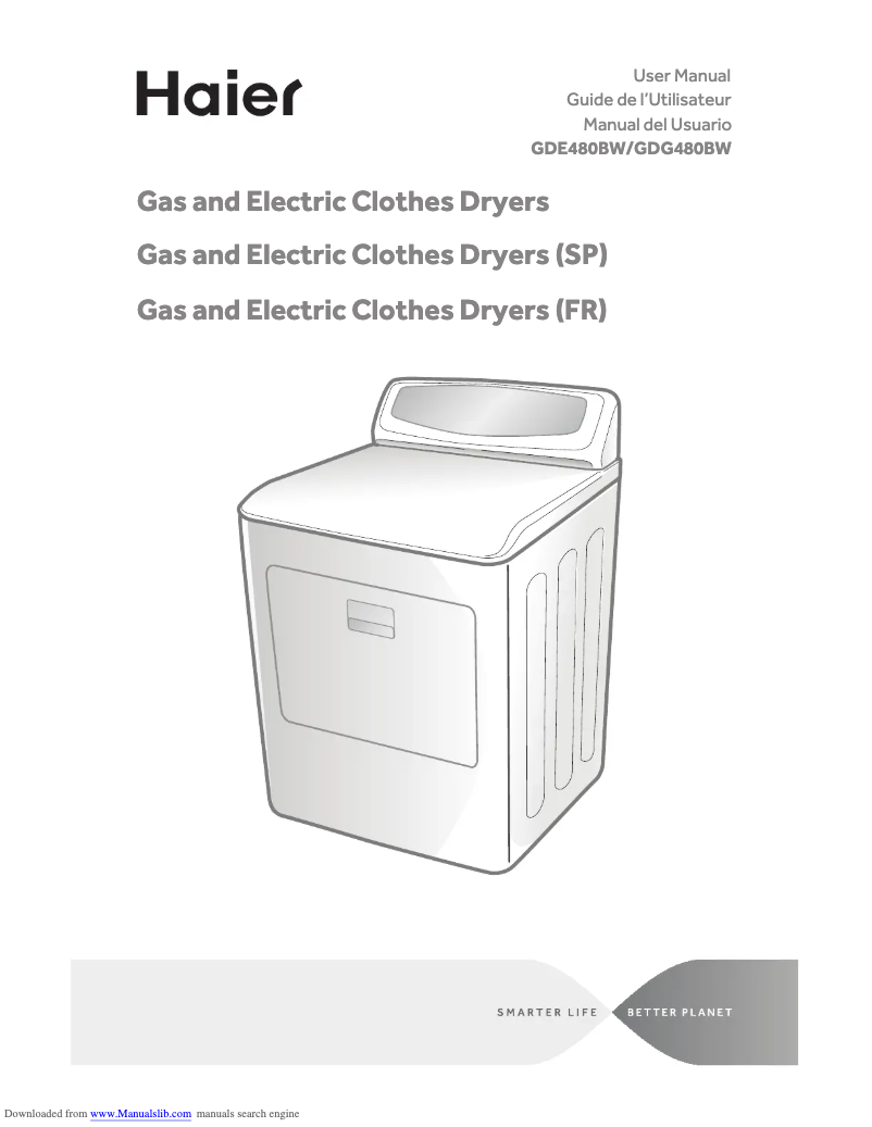 Page 1 de la notice Manuel utilisateur Haier GDE480BW