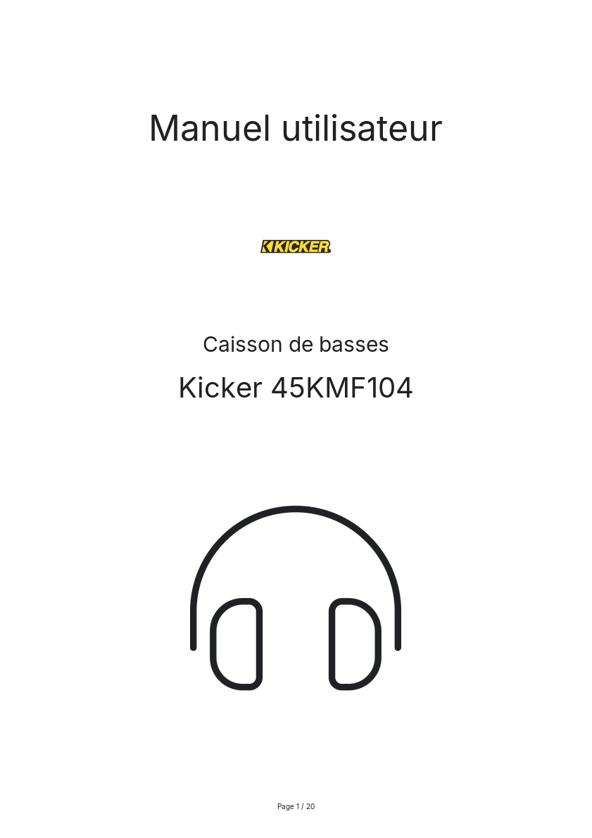 Image de la première page du manuel de l'appareil 45KMF104