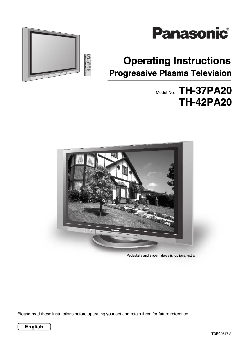 Page 1 de la notice Manuel utilisateur Panasonic TH-42PA20H