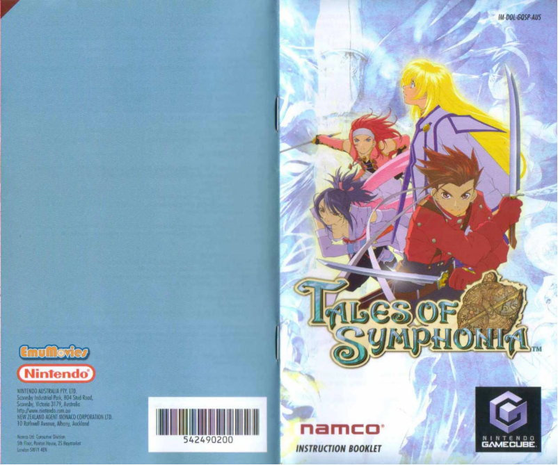 Image de la première page du manuel de l'appareil Tales of Symphonia (GameCube)