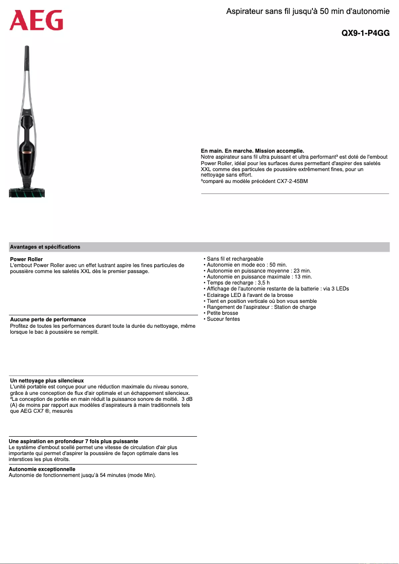 Página 1 del manual Ficha técnica AEG QX9 Flexibility