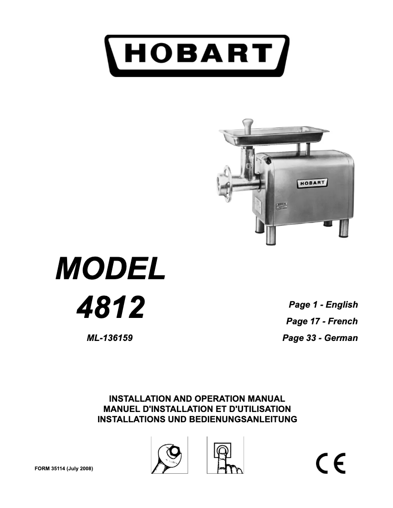 Page 1 de la notice Manuel utilisateur Hobart 4812