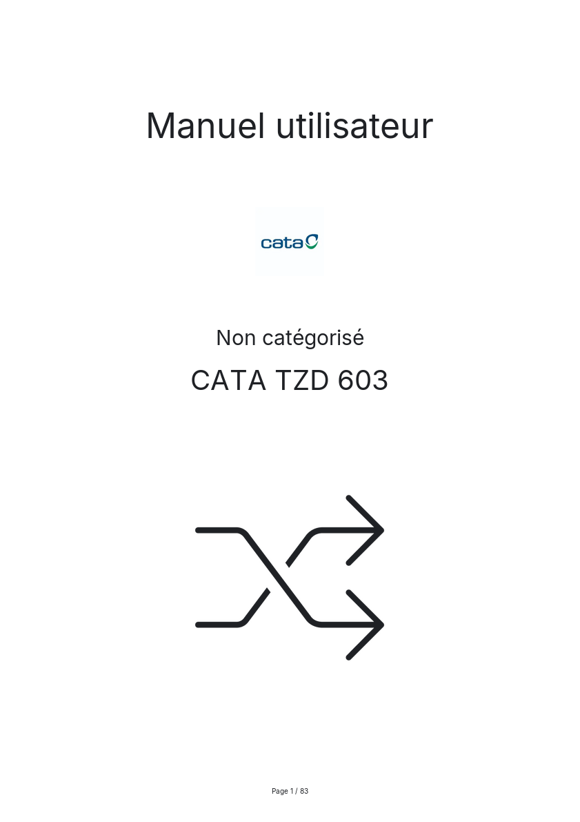 Page n°1 - Manuel utilisateur CATA TZD 603