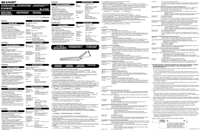 Page n°1 - Manuel utilisateur Sharp EL-2125E