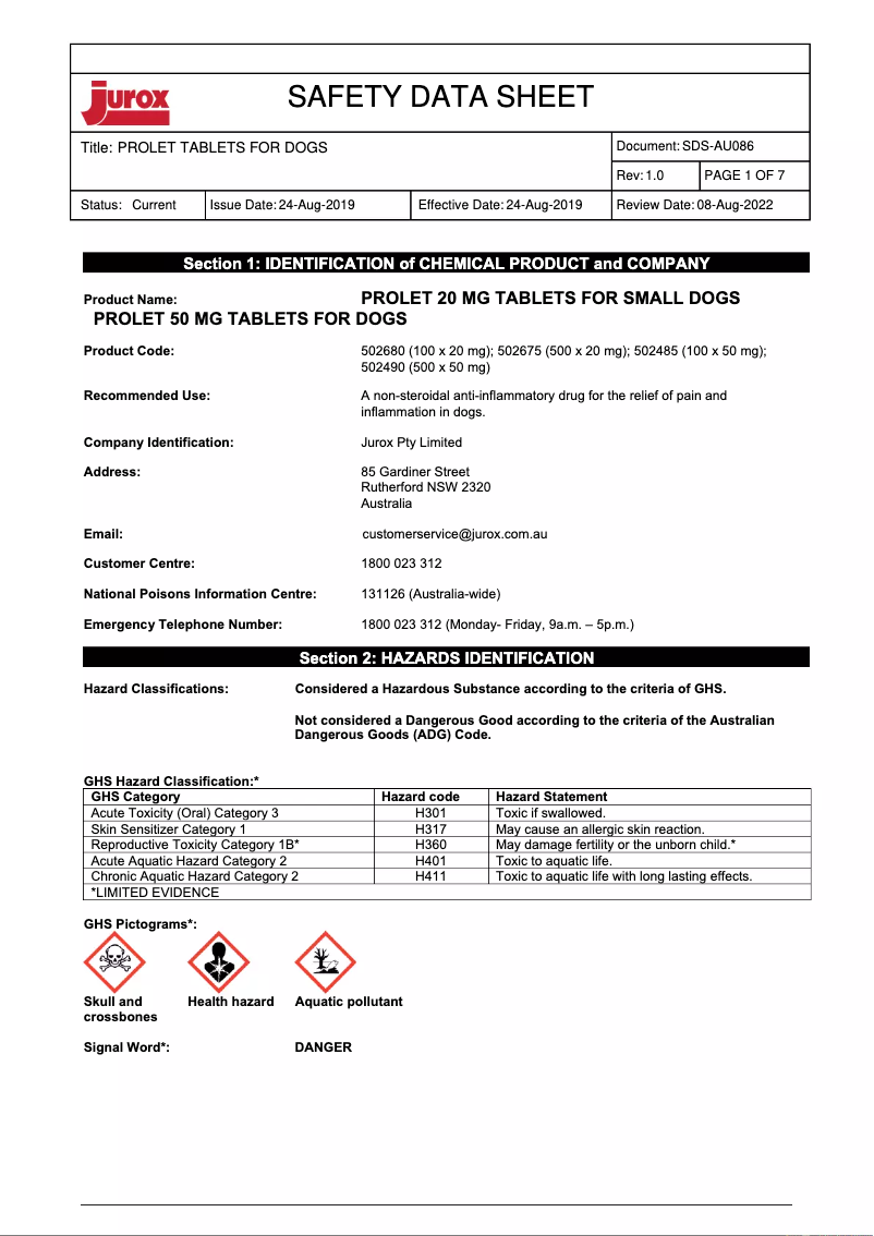 Page 1 de la notice Manuel utilisateur Jurox Prolet