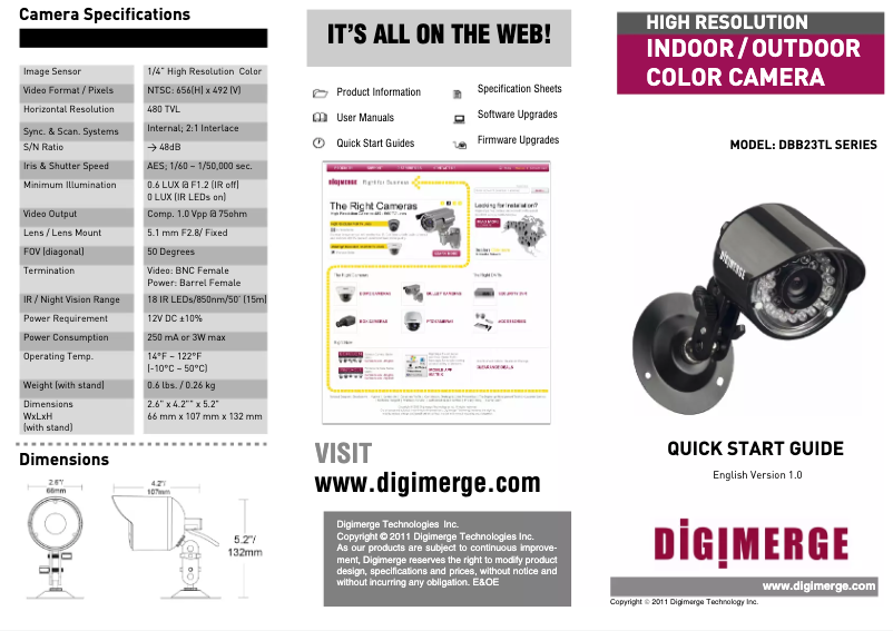 Page n°1 - Manuel utilisateur Digimerge DBB23TL