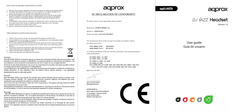 Page 1 de la notice Manuel utilisateur Approx DJ Jazz