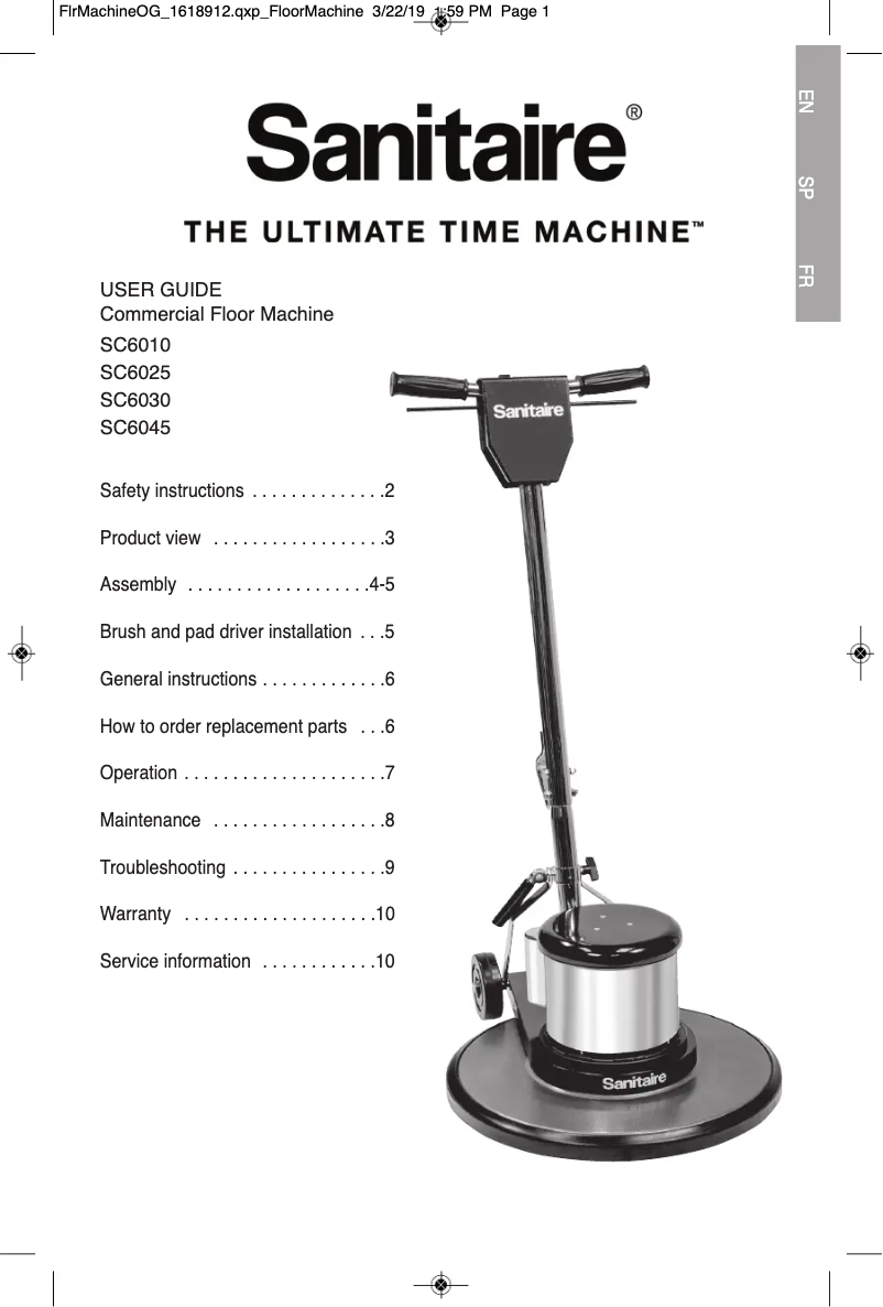 Page n°1 - Manuel utilisateur Sanitaire SC6010D