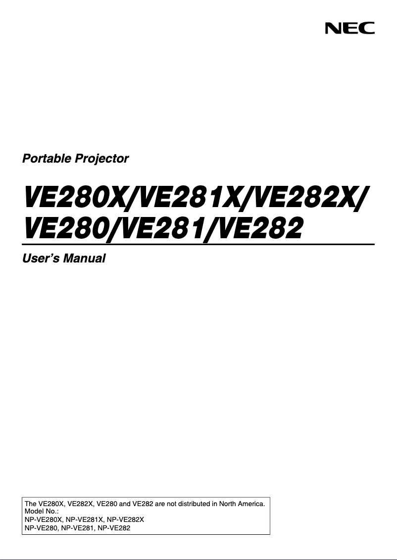 Page n°1 - Manuel utilisateur NEC VE281