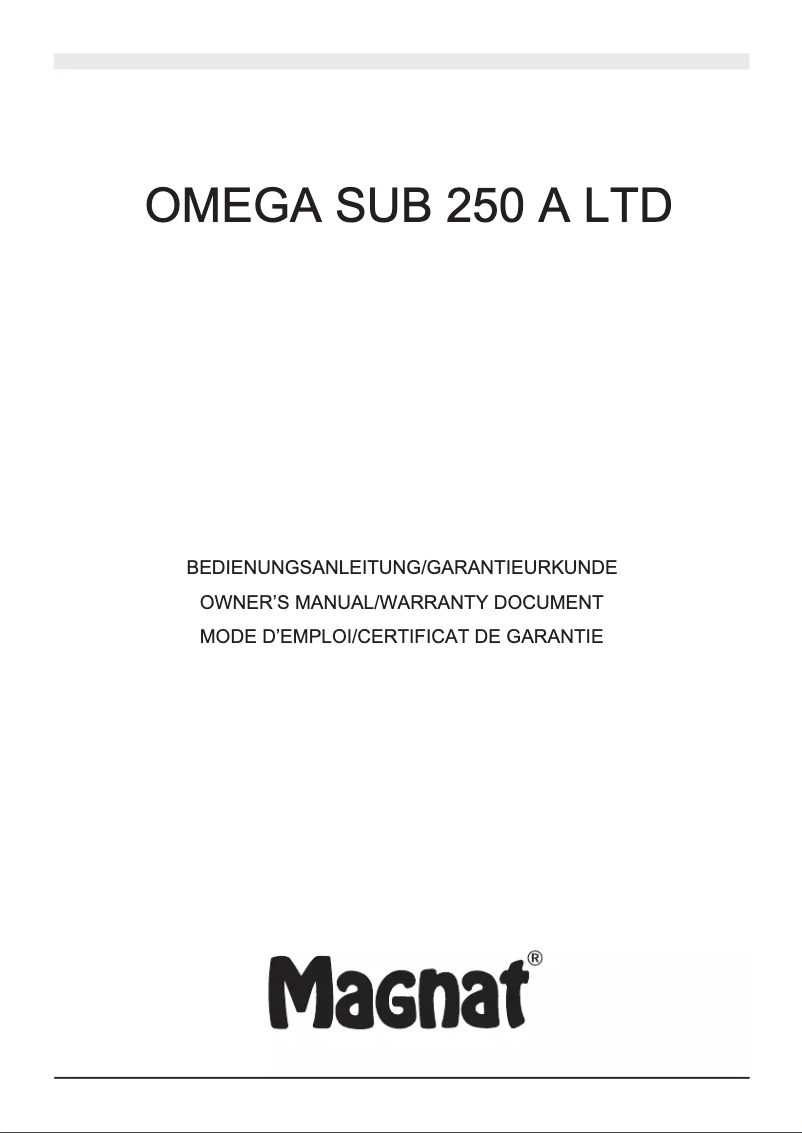 Image de la première page du manuel de l'appareil Omega Sub 250 LTD