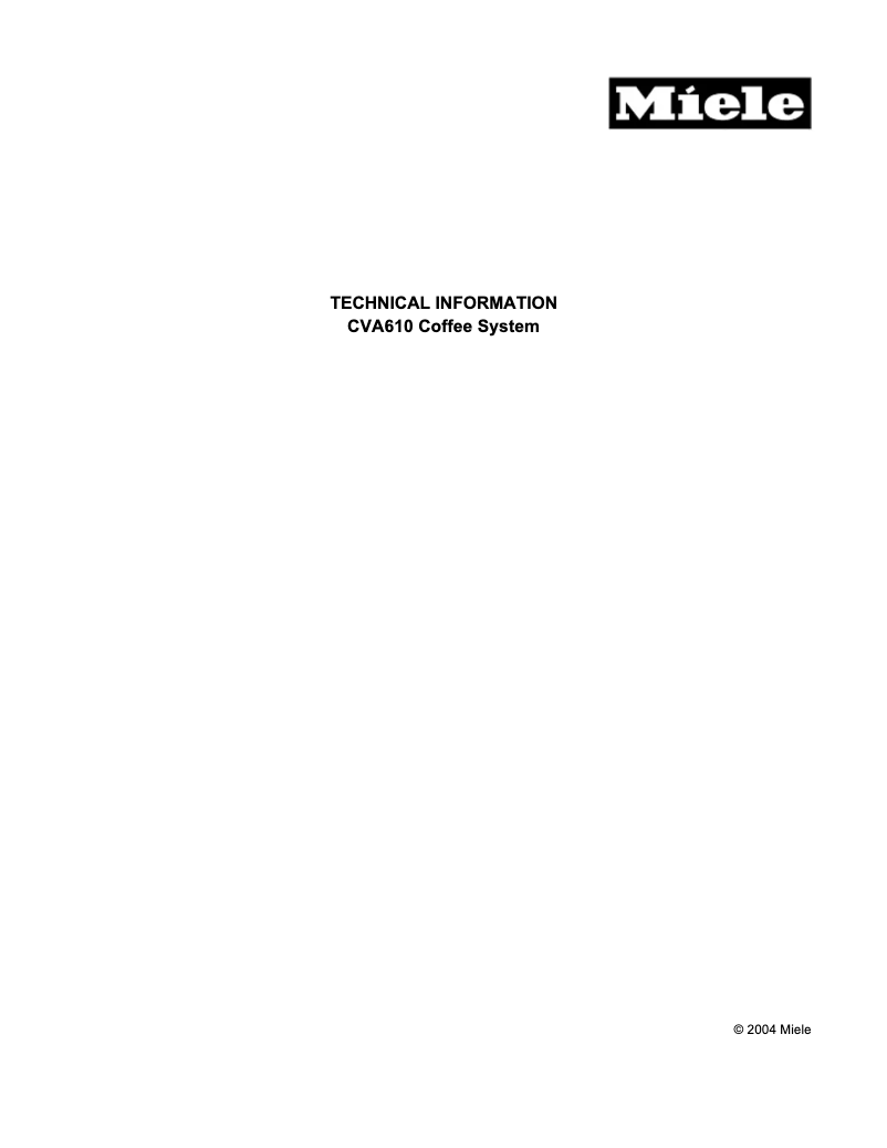 Page n°1 - Manuel utilisateur Miele CVA610