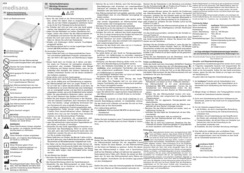 Page n°1 - Manuel utilisateur Medisana HU 674