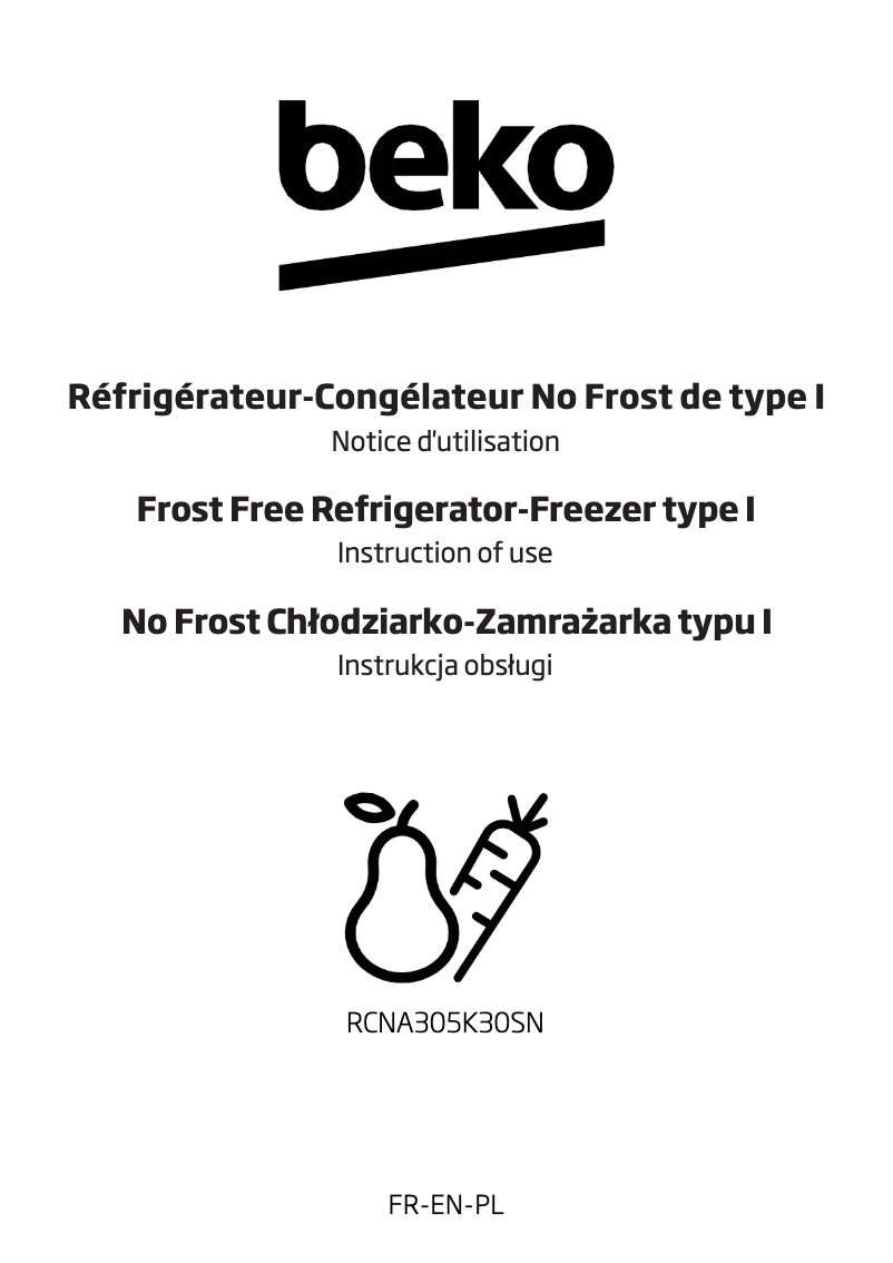 Page 1 de la notice Manuel utilisateur Beko RCNA305K30SN