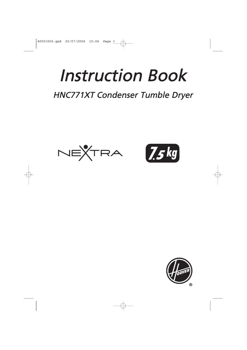 Page n°1 - Manuel utilisateur Hoover HNC 771 XT