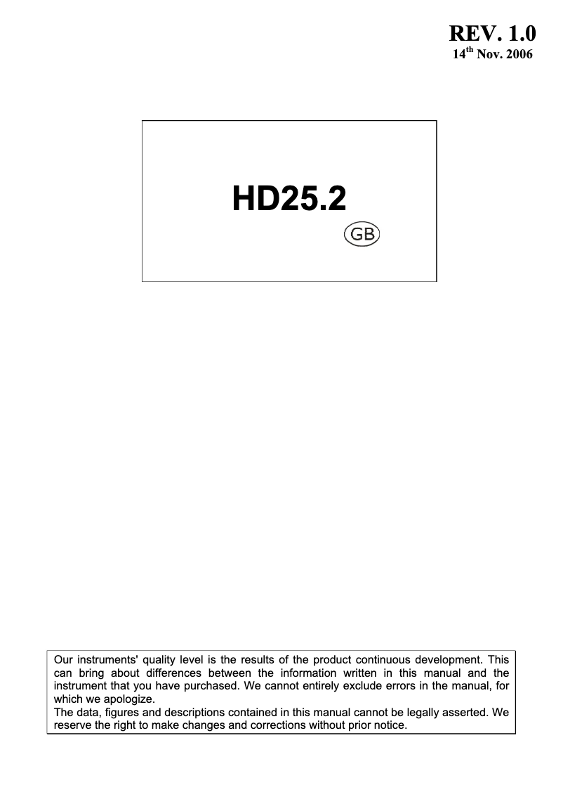 Page 1 de la notice Manuel utilisateur Delta Ohm HD25.2