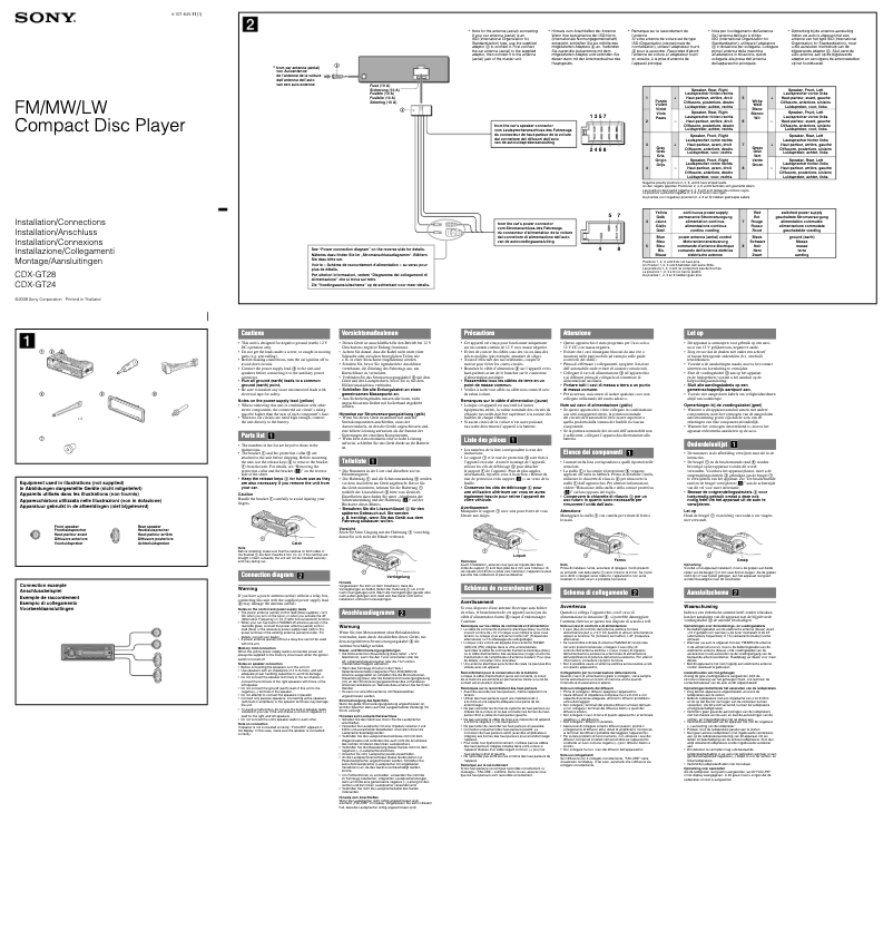 Page n°1 - Guide d'installation Sony CDX-GT28