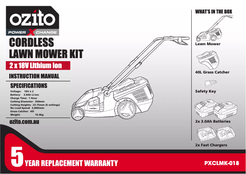 Página 1 del manual Manual de usuario Ozito PXCLMK-018