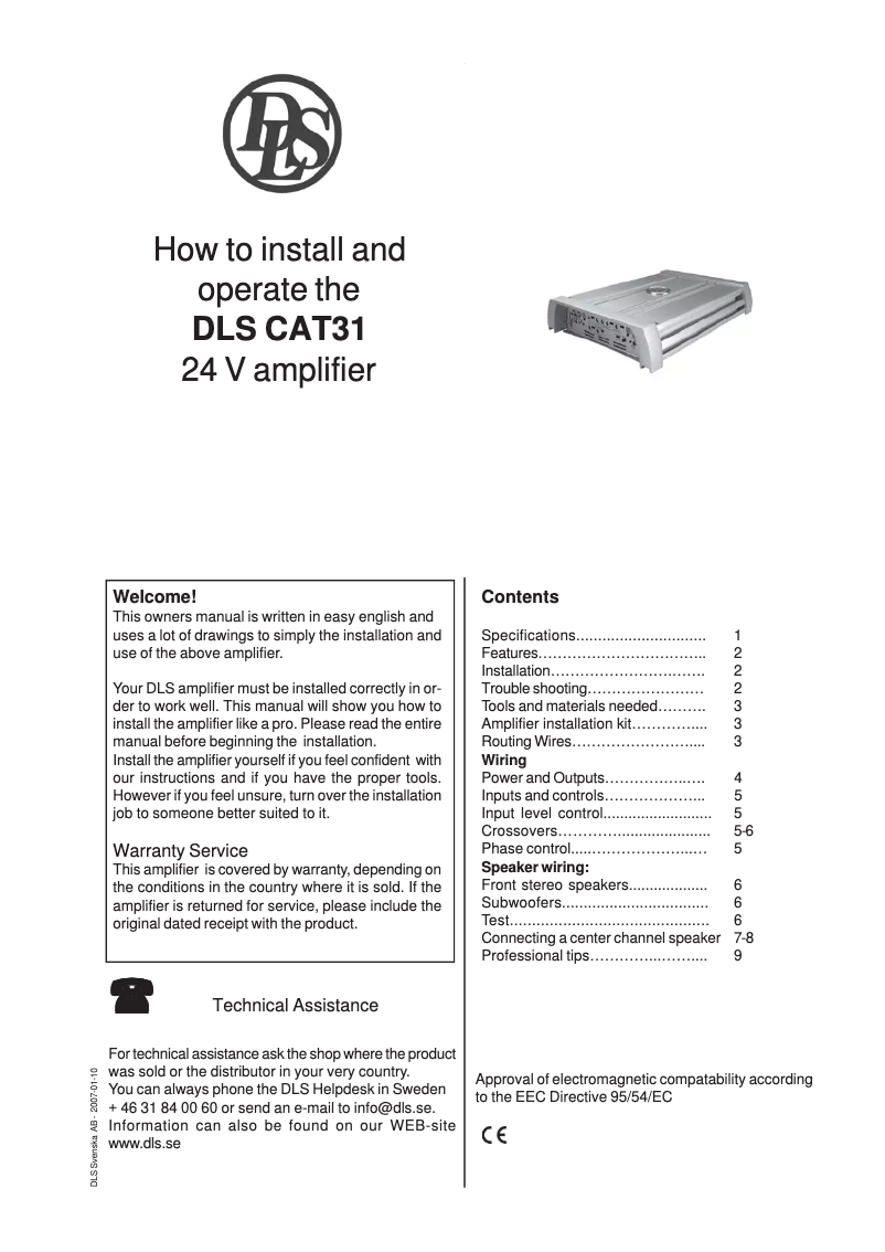 Page n°1 - Manuel utilisateur DLS CAT 31