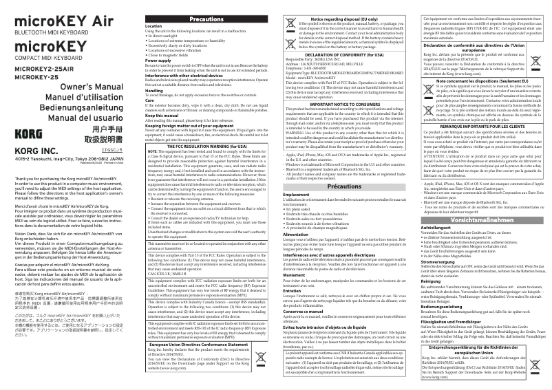 Image de la première page du manuel de l'appareil microKEY Air 25