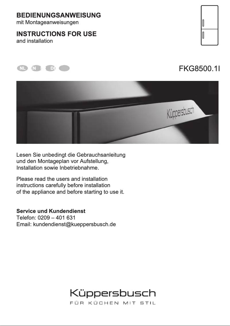 Page 1 de la notice Manuel utilisateur Küppersbusch FKG8500.1i