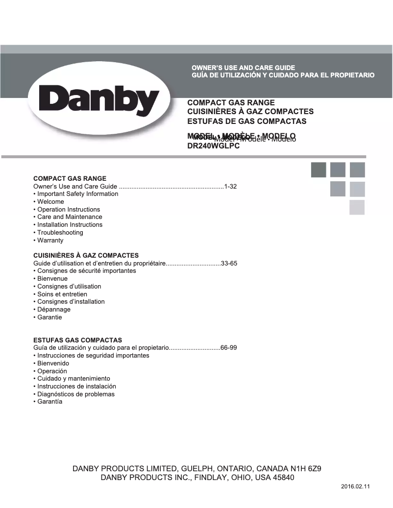 Page 1 de la notice Mode d'emploi Danby DR240WGLPC