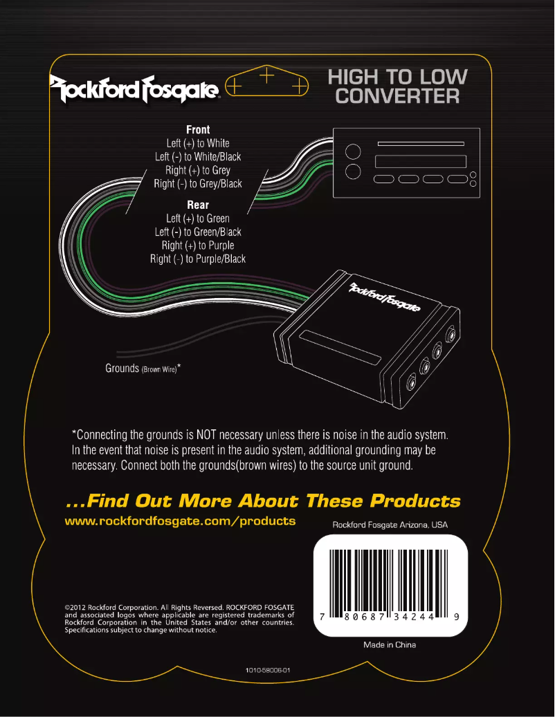 Page n°1 - Manuel utilisateur Rockford Fosgate RF-HLC4