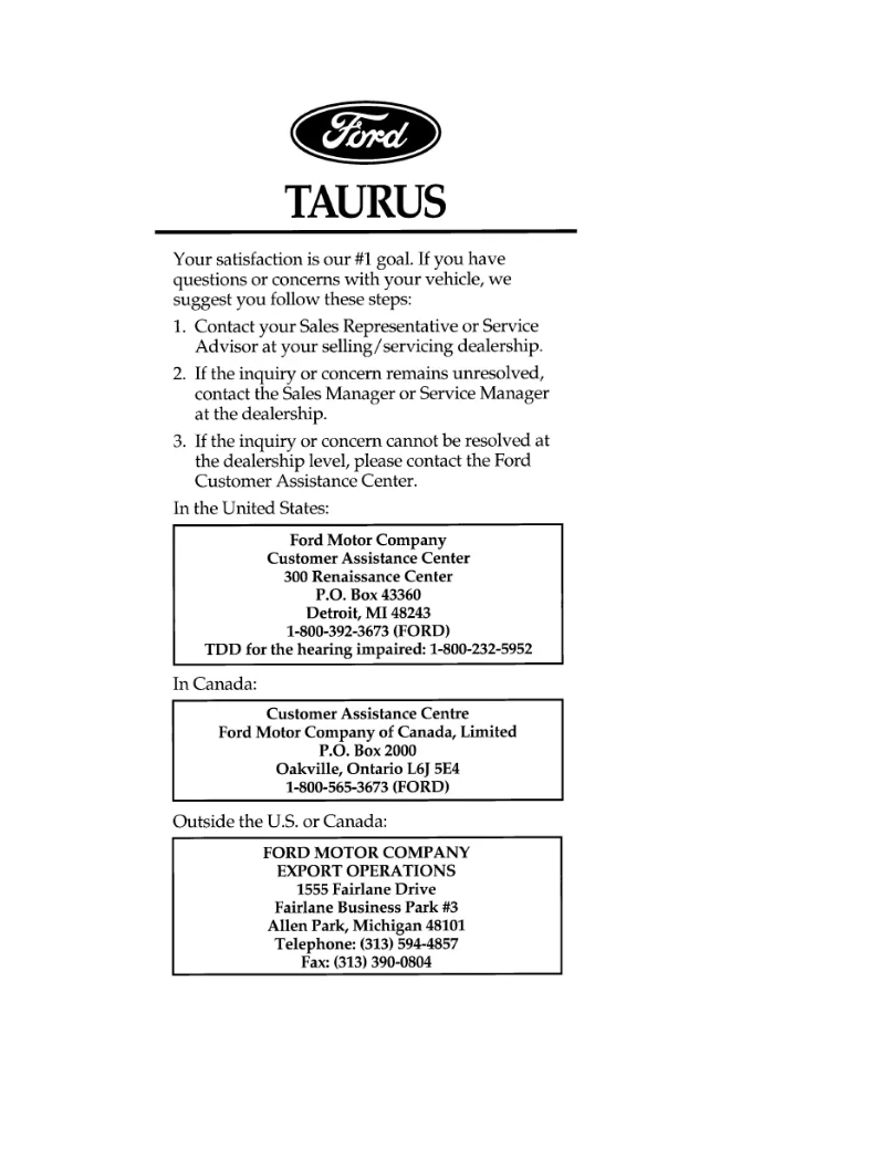 Image de la première page du manuel de l'appareil Taurus (1996)